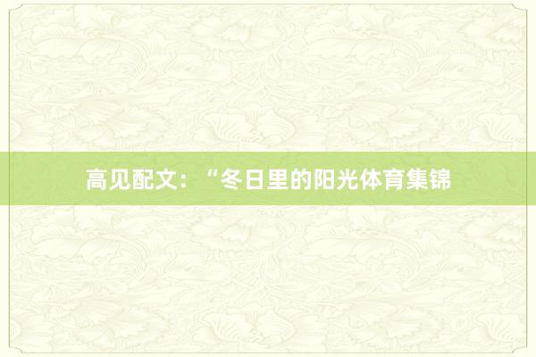 高见配文：“冬日里的阳光体育集锦