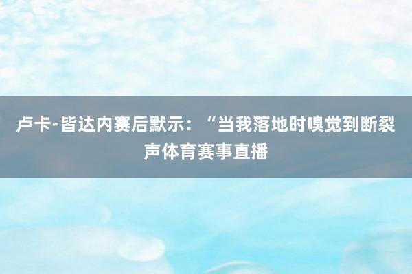 卢卡-皆达内赛后默示：“当我落地时嗅觉到断裂声体育赛事直播