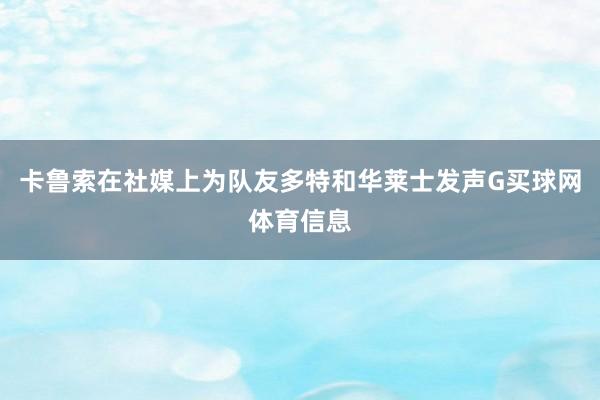 卡鲁索在社媒上为队友多特和华莱士发声G买球网体育信息