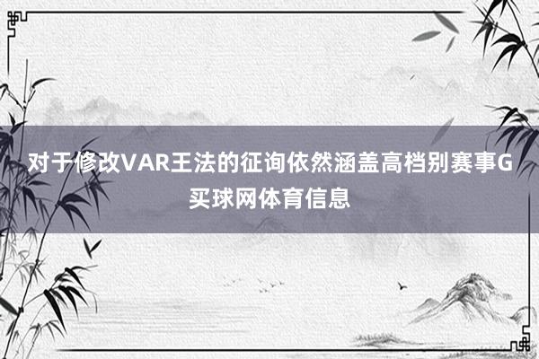 对于修改VAR王法的征询依然涵盖高档别赛事G买球网体育信息
