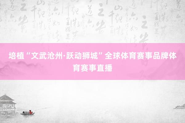 培植“文武沧州·跃动狮城”全球体育赛事品牌体育赛事直播