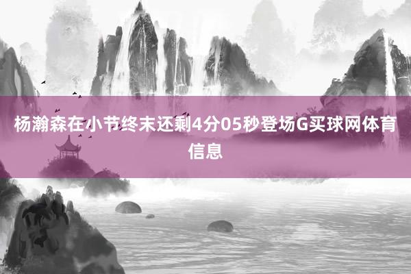 杨瀚森在小节终末还剩4分05秒登场G买球网体育信息
