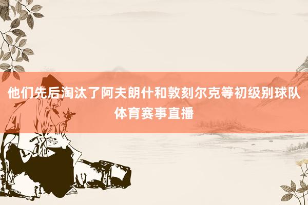 他们先后淘汰了阿夫朗什和敦刻尔克等初级别球队体育赛事直播