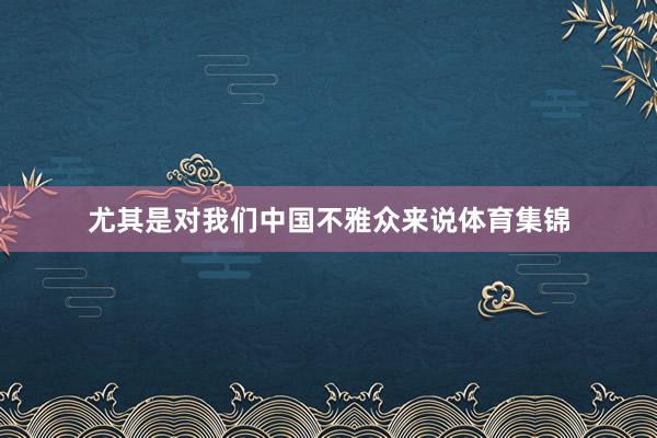 尤其是对我们中国不雅众来说体育集锦